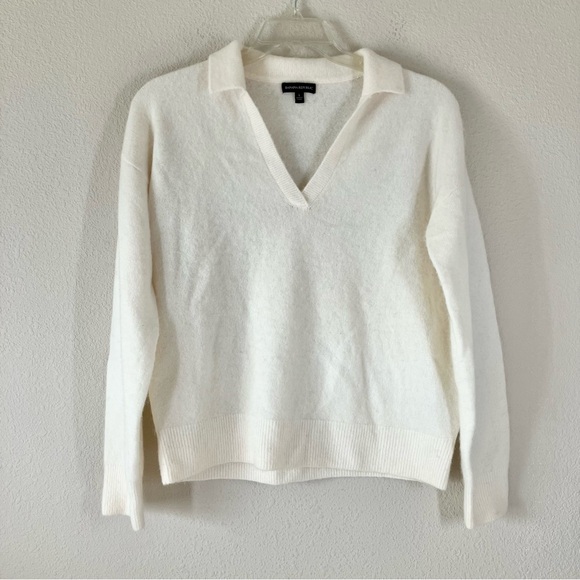 BANANA REPUBLIC Wool Pullover Polo Sweater V-neck Alpaca Quiet Luxury Preppy L - Picture 6 of 6
